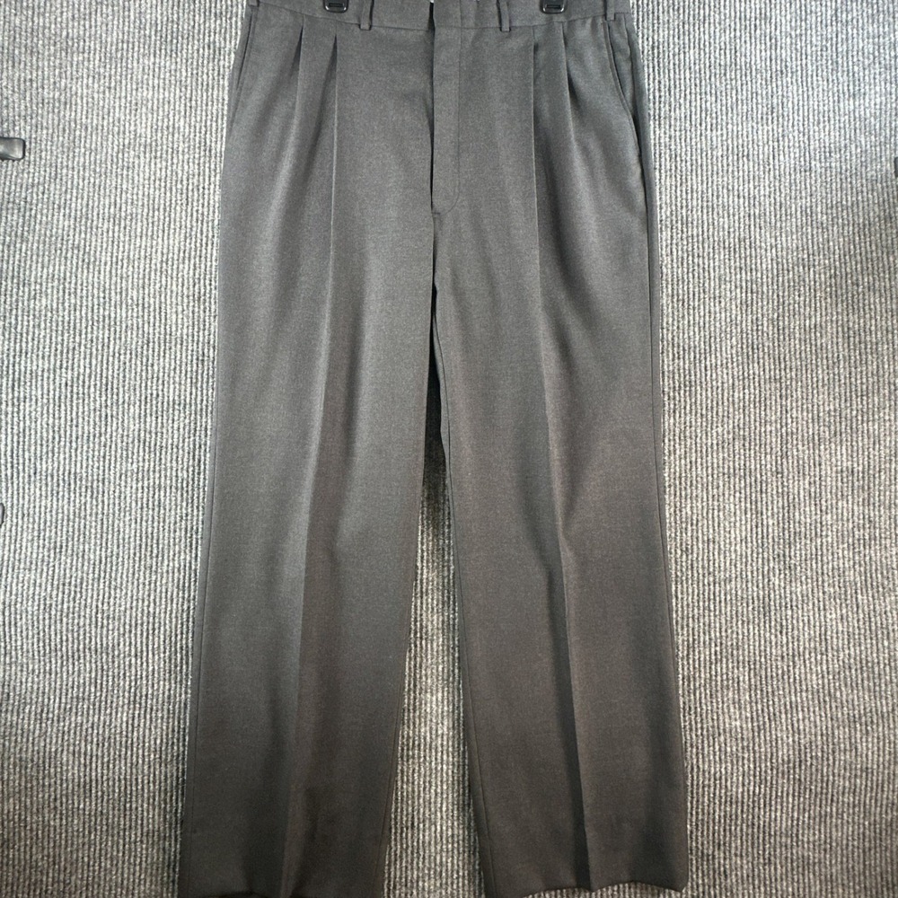 Deansgate Mens Charcoal Gray Pleated Dress Pants Perfect Cloth Made in USA 36x30